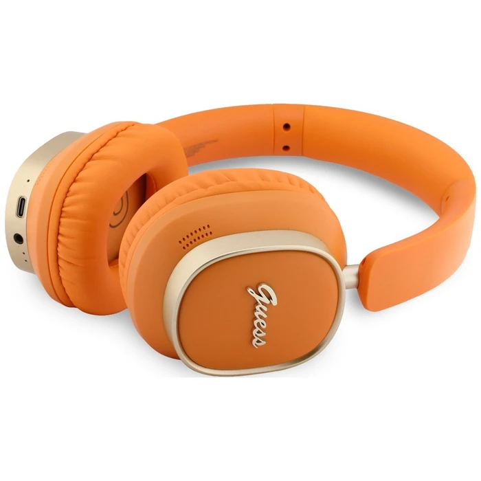 Guess Wireless over-ear headphones Bluetooth ENC Rectangle Metal Script orange