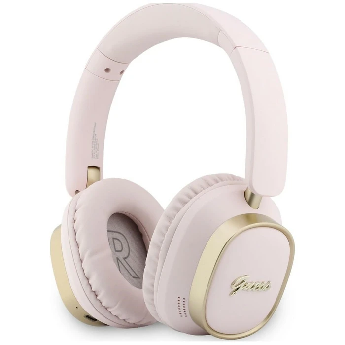 Guess Wireless over-ear headphones Bluetooth ENC Rectangle Metal Script pink