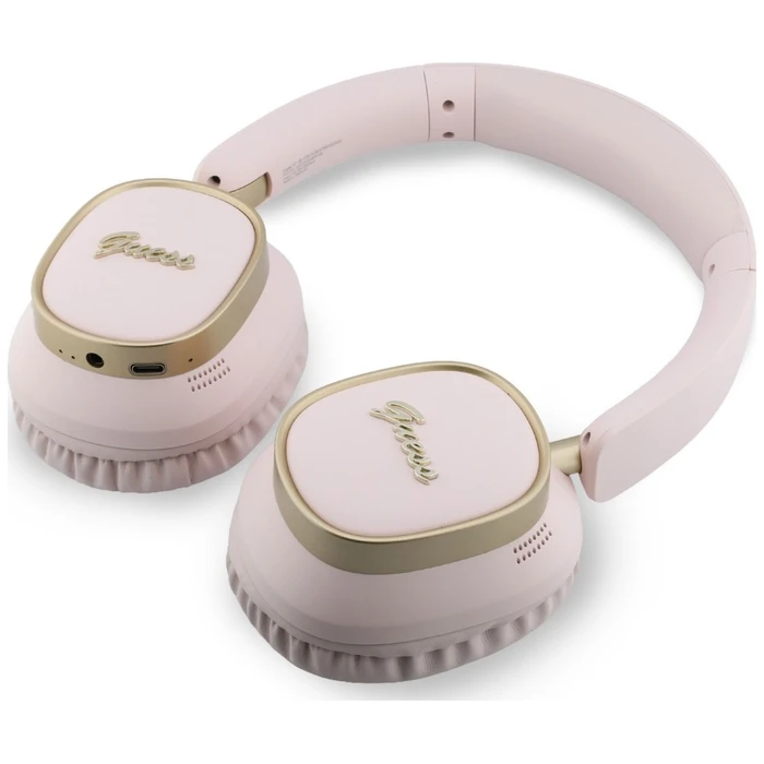 Guess Wireless over-ear headphones Bluetooth ENC Rectangle Metal Script pink
