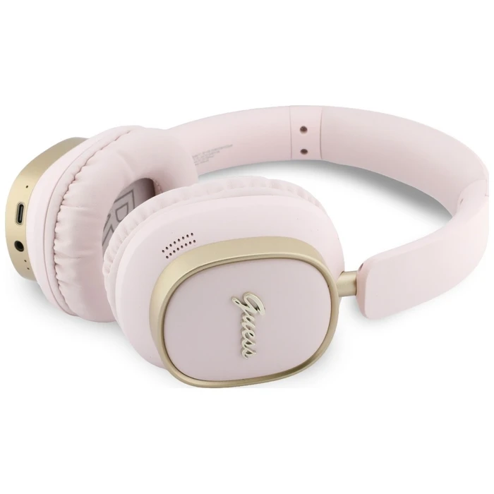 Guess Wireless over-ear headphones Bluetooth ENC Rectangle Metal Script pink