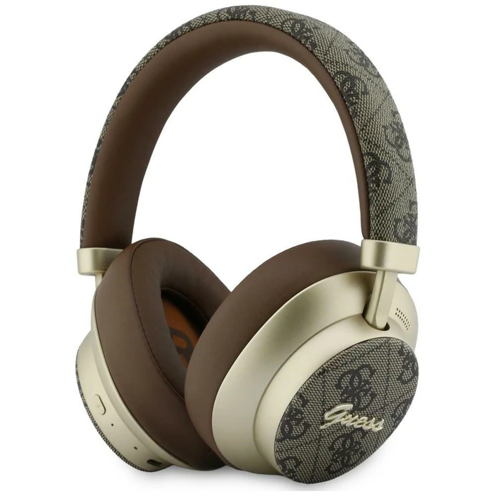 Guess Wireless over-ear headphones Bluetooth ENC 4G Gold Script Metal brown