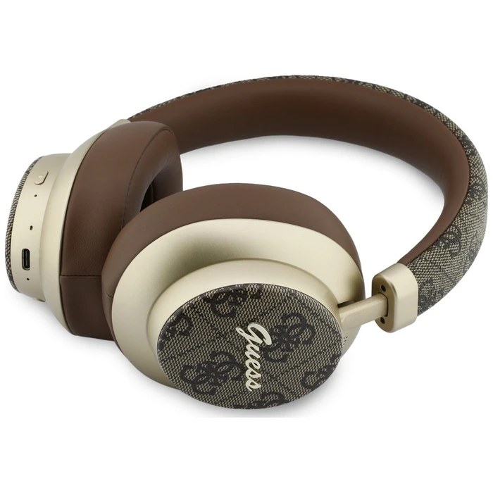 Guess Wireless over-ear headphones Bluetooth ENC 4G Gold Script Metal brown