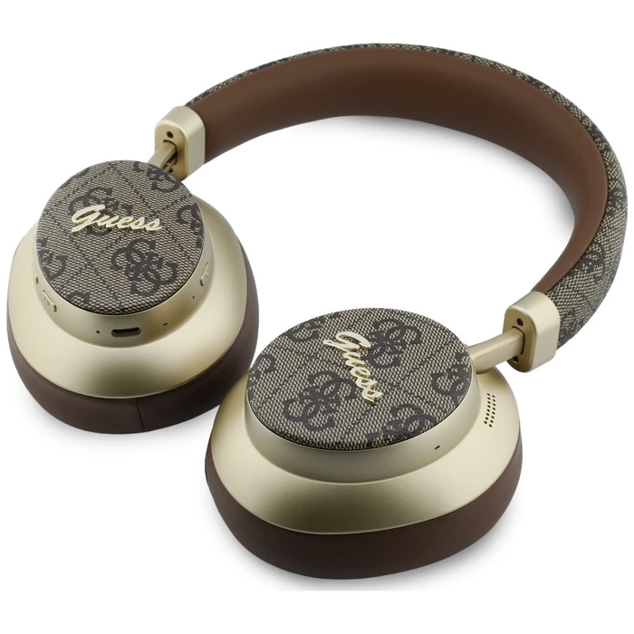 Guess Wireless over-ear headphones Bluetooth ENC 4G Gold Script Metal brown