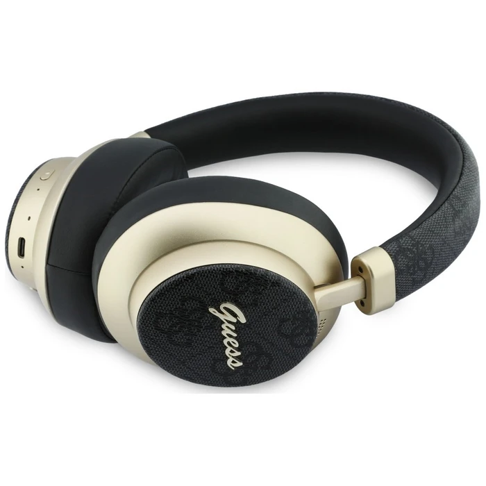Guess Wireless over-ear headphones Bluetooth ENC 4G Gold Script Metal black