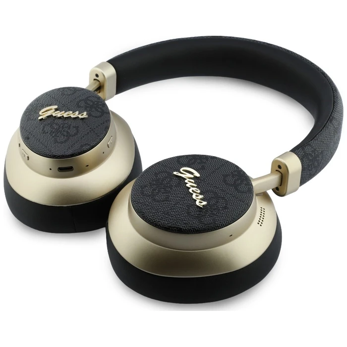Guess Wireless over-ear headphones Bluetooth ENC 4G Gold Script Metal black