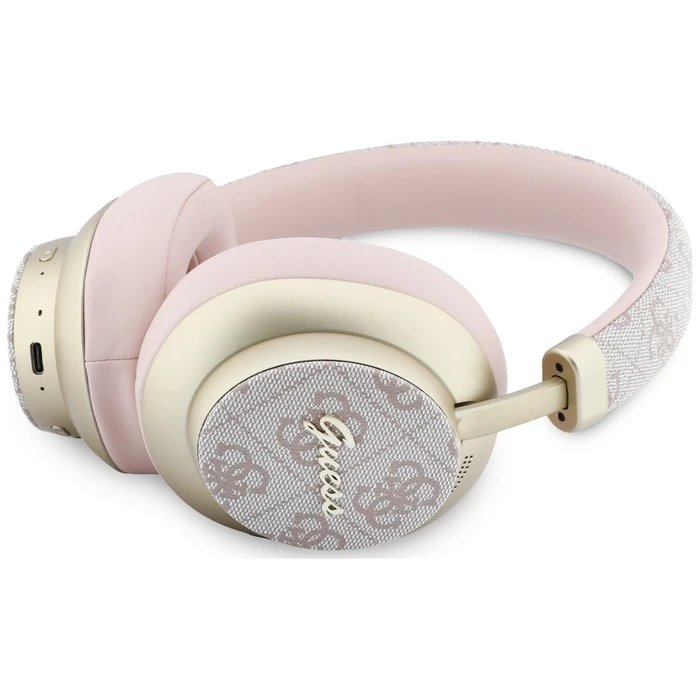 Guess Wireless over-ear headphones Bluetooth ENC 4G Gold Script Metal pink