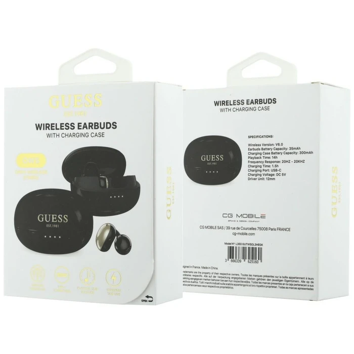 Guess Wireless headphones OWS Metallic Finish Electropated Parts Classic Logo black