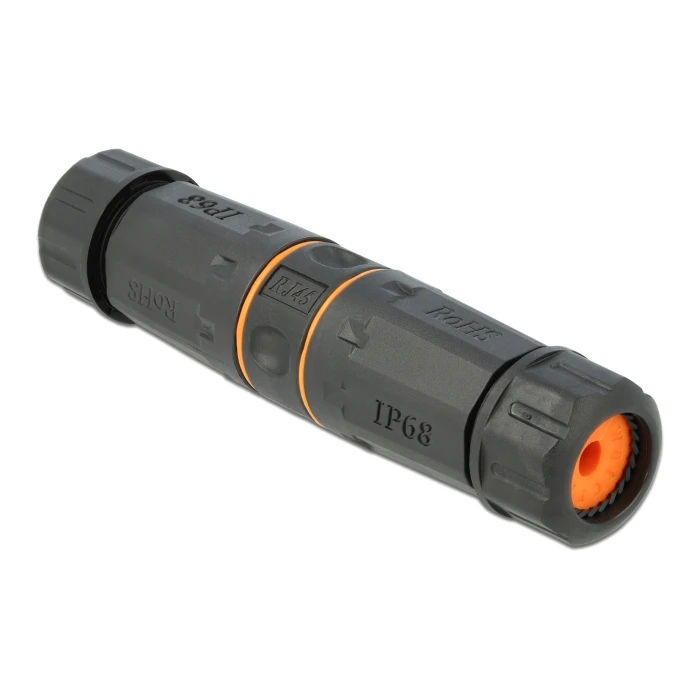 Σύνδεσμος Delock αδιάβροχος αμφίδρομος RJ45 Cat.6A 86692, πορτοκαλί