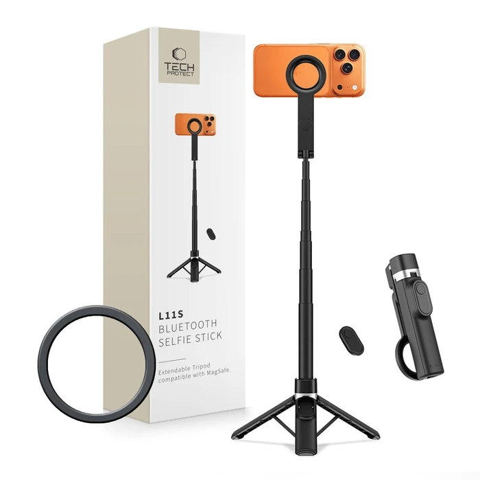 Tech-Protect L11S MagSafe Bluetooth Selfie Stick Tripod Black