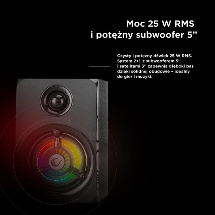 Rampage RMS-G8 25W 2.1 Gaming Speakers Bluetooth USB SD FM with RGB