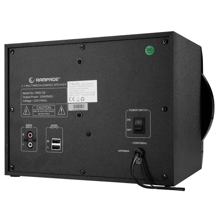 Rampage RMS-G8 25W 2.1 Gaming Speakers Bluetooth USB SD FM with RGB