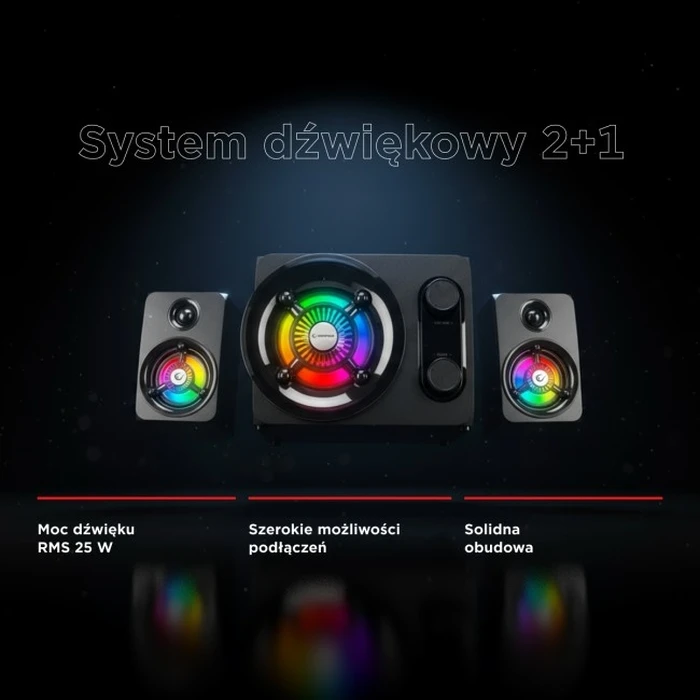 Rampage RMS-G8 25W 2.1 Gaming Speakers Bluetooth USB SD FM with RGB