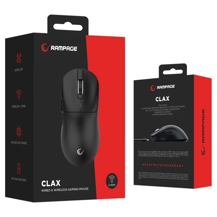 Rampage Clax ασύρματο gaming ποντίκι (μαύρο)