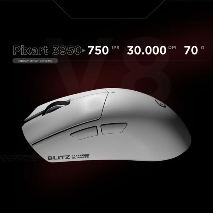 Rampage BLITZ ULTIMATE ασύρματο οπτικό gaming ποντίκι 8K 30000 DPI PAW3950 Λευκό