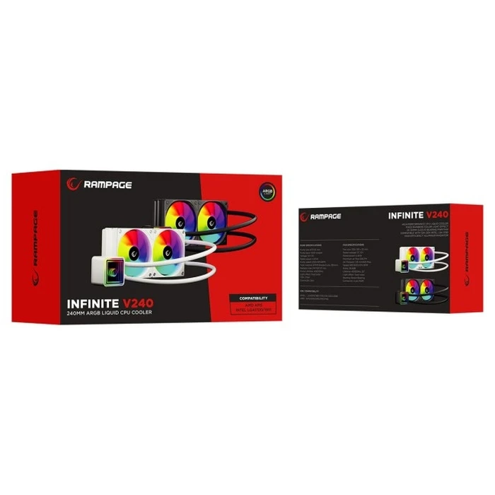Rampage INFINITE V240 Υδρόψυξη 240mm ARGB με μετρητή θερμοκρασίας, μαύρο
