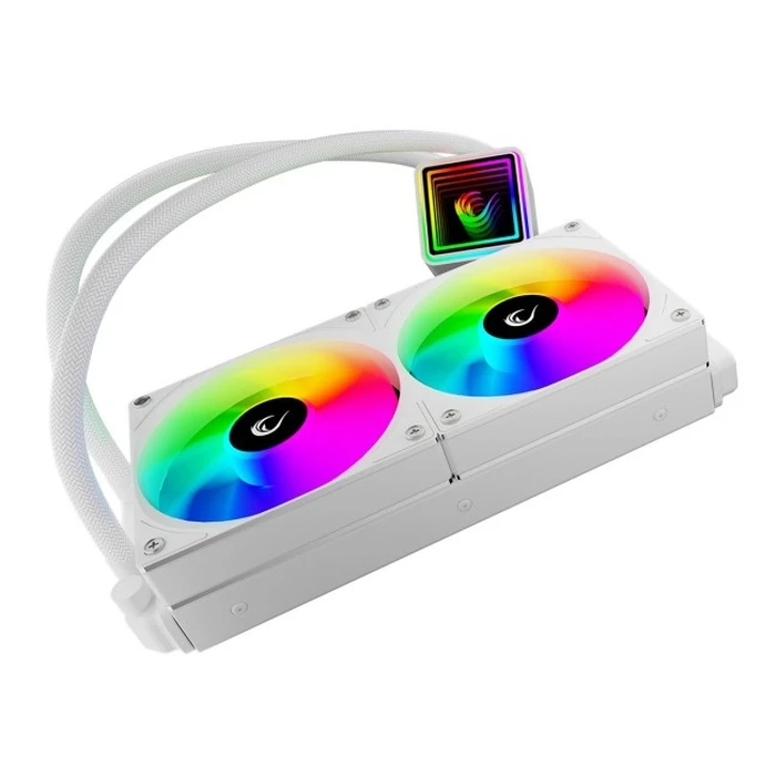 Rampage INFINITE V240 240mm ARGB Liquid CPU Cooler, temperature meter, white