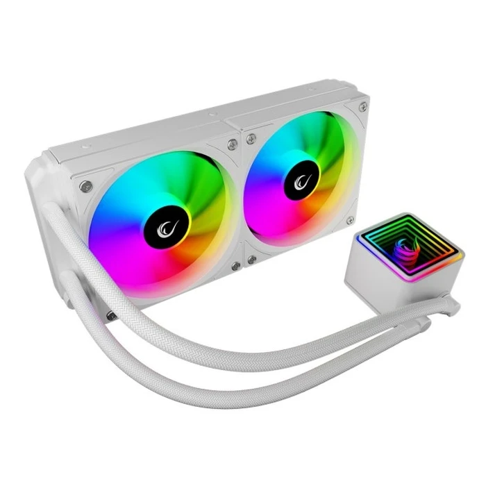 Rampage INFINITE V240 240mm ARGB Liquid CPU Cooler, temperature meter, white