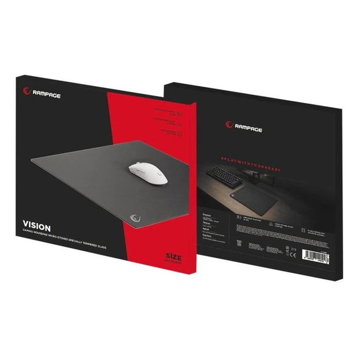 Rampage Vision XL 450×400 mm Micro-etched Glass Gaming Mouse Pad - Black