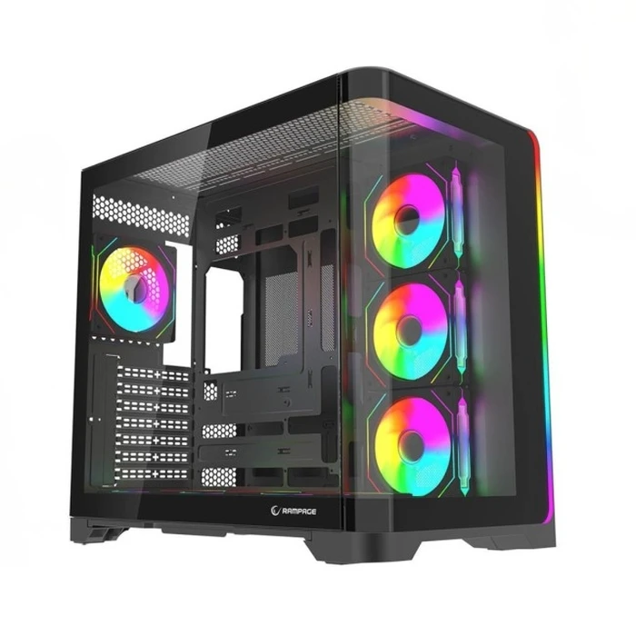 Rampage Lyron Gaming Midi Tower Κουτί Υπολογιστή με Πλαϊνό Παράθυρο Μαύρο