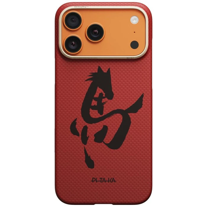 PITAKA Edge Case Ink Horse Painting Apple iPhone 17 Pro cinnabar