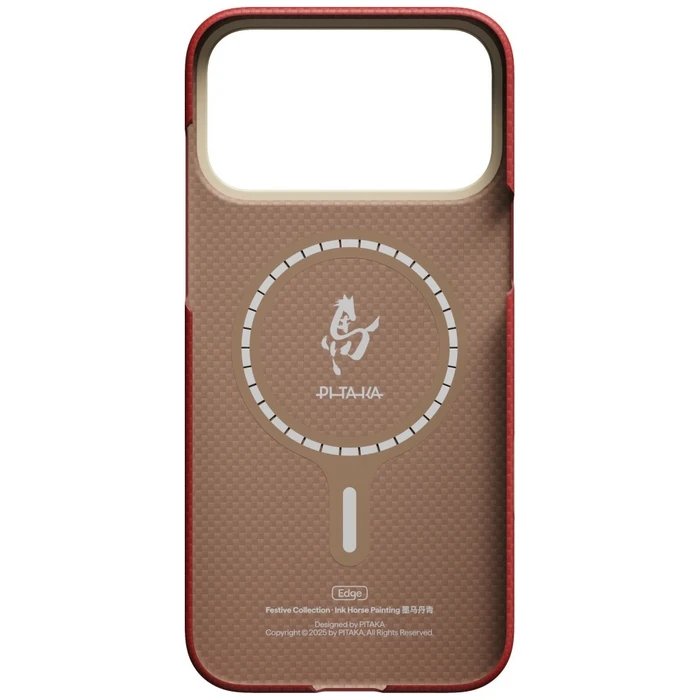 PITAKA Edge Case Ink Horse Painting Apple iPhone 17 Pro cinnabar