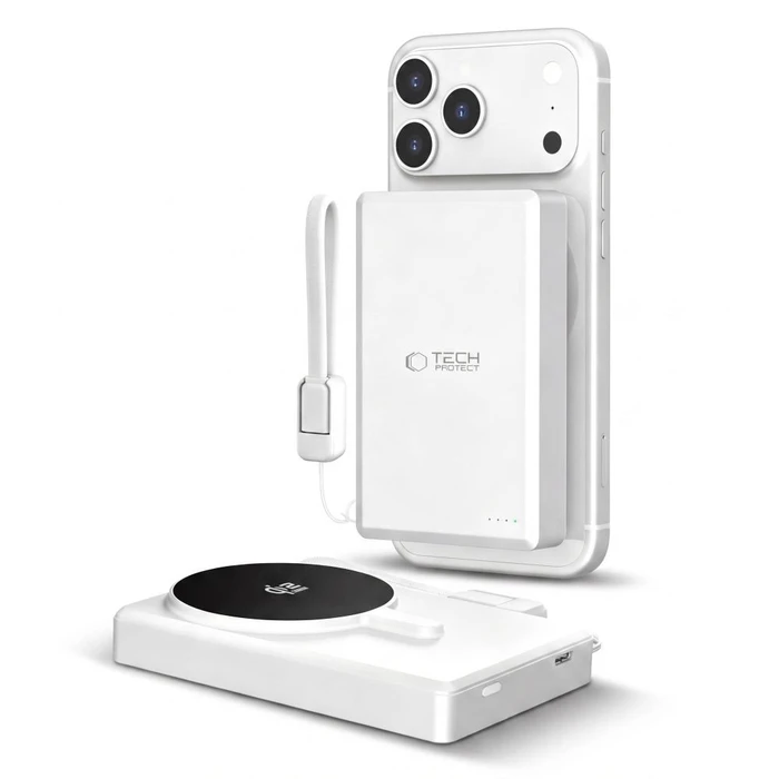 Tech-Protect PB40 LifeMag MagSafe Power Bank 10000mah 25W Qi2.2 White/silver