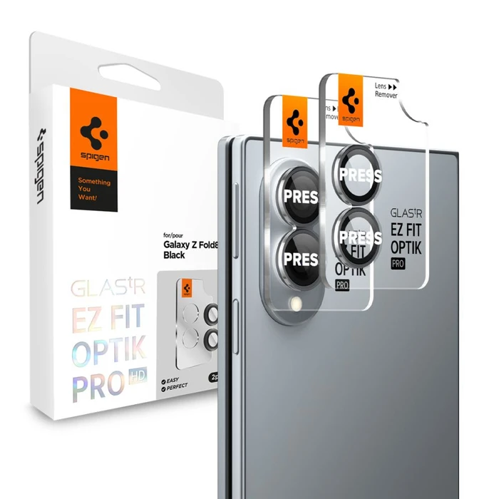 Spigen Optik Pro Glas.tR EZ Fit AC Camera Protector Samsung Galaxy Z Fold 8 Black [2 PACK]