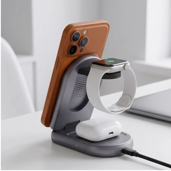 Tech-Protect A53 3in1 Magnetic MagSafe Wireless Charger 25W Qi2.2 Dark Grey