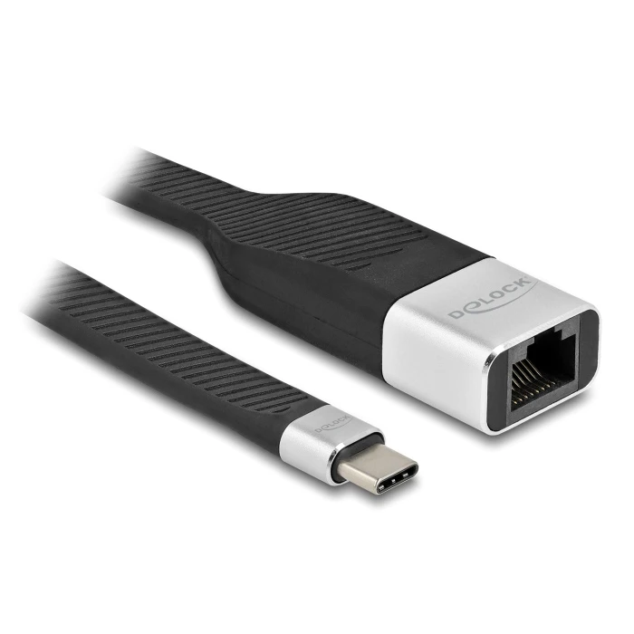 Αντάπτορας USB-C Delock σε RJ45 86936, 10/100/1000Mbps, 15cm, μαύρο
