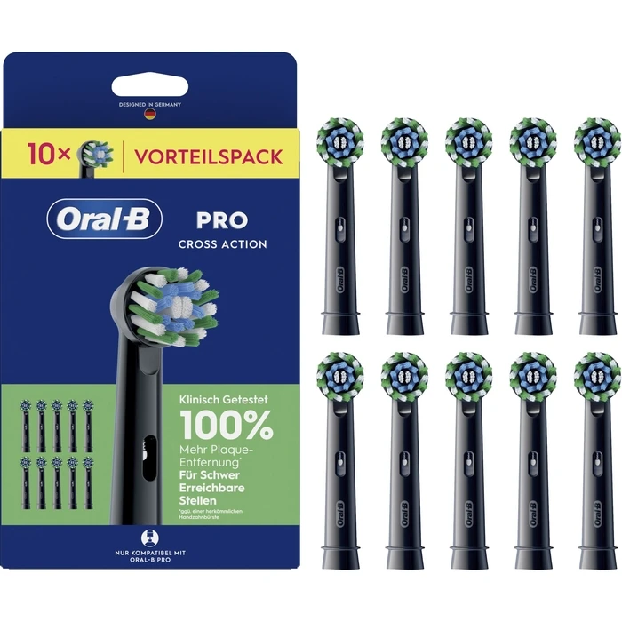 Oral-B Ανταλλακτικές Κεφαλές Pro CrossAction Μαύρες - 10τμχ