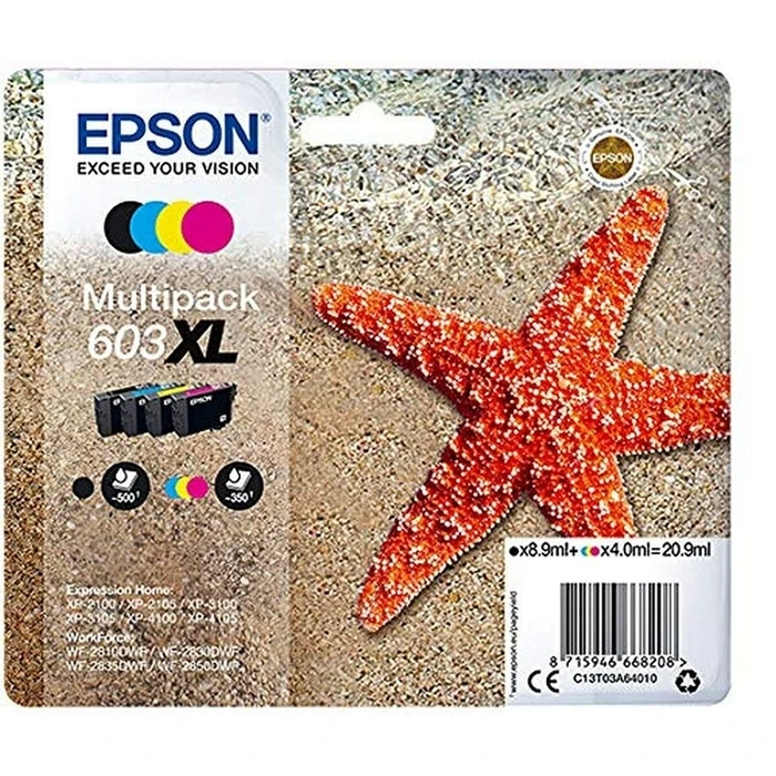 Αυθεντικό Μελάνι Epson C13T03A64020 4 Τεμάχια Μαύρο Πολύχρωμο