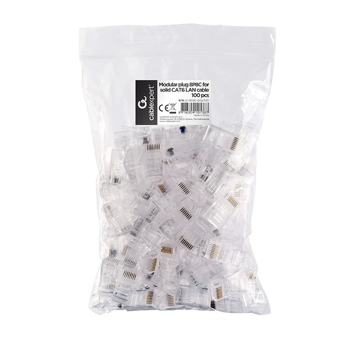 Βύσματα Δικτύου Cablexpert 8P8C for SOLID CAT6 LAN 100PCS/BAG
