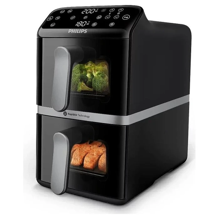 Philips Ovi Dual Basket Air Fryer με Διπλό Αποσπώμενο Κάδο 10lt Μαύρο (NA461/00)