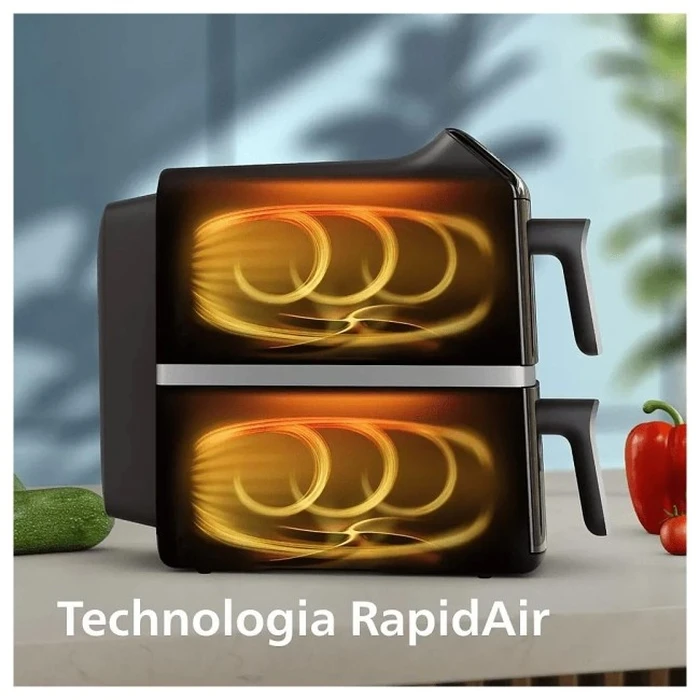 Philips Ovi Dual Basket Air Fryer με Διπλό Αποσπώμενο Κάδο 10lt Μαύρο (NA461/00)