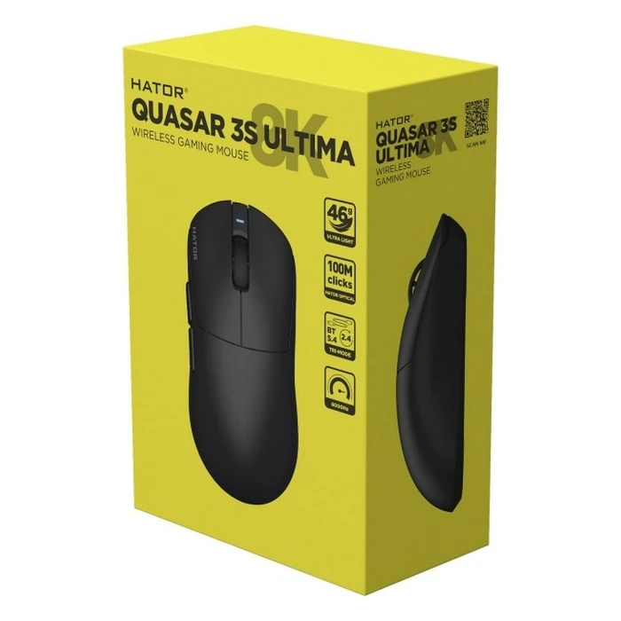 Hator Quasar 3S Ultima 8K Wireless gaming ποντίκι Μαύρο (HTM660)