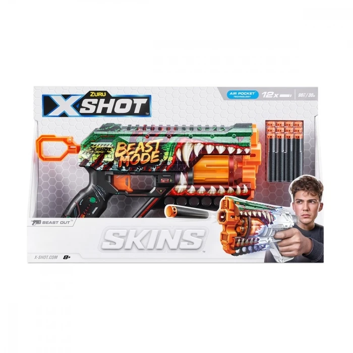 Παιδικό Όπλο Δράσης Zuru X-Shot Blaster Skins Griefer Beast Out 12 Darts