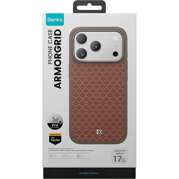 Benks Magnetic Armor Pro Armor Grid Kevlar Metal Frame 600D Apple iPhone 17 Pro orange