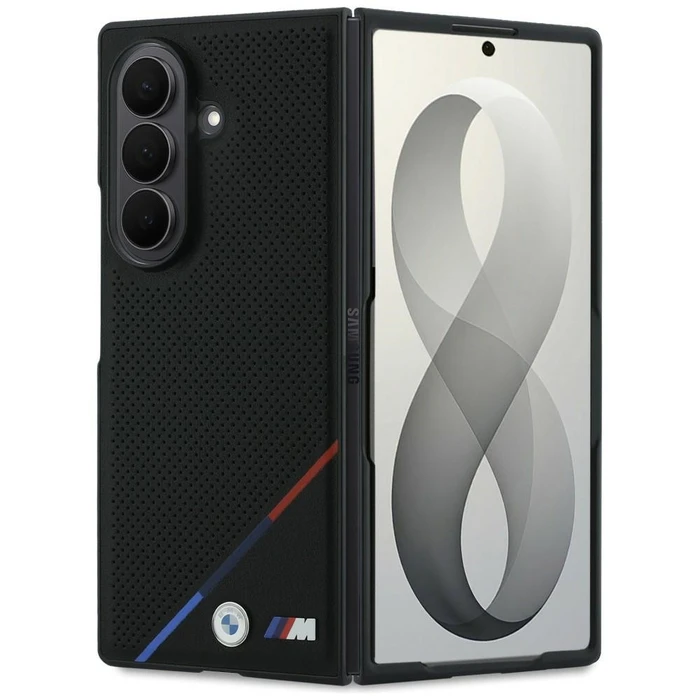 BMW M Leather Perforated Tricolor Stripe Metal Logos MagSafe Samsung Galaxy Z Fold8 Ultra black