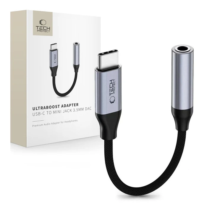 Tech-Protect Ultraboost Adapter USB-C / Mini Jack 3.5mm DAC Iron Grey