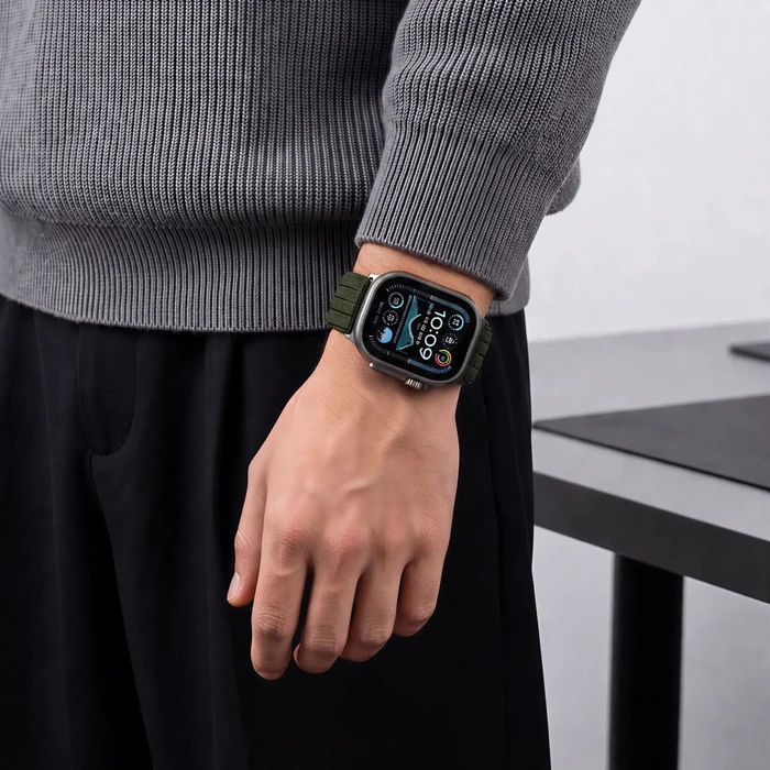 Tech-Protect Nylon Sport Apple Watch 8 / 9 / 10 / 11 / SE / Ultra 44/45/46/49mm Military Green