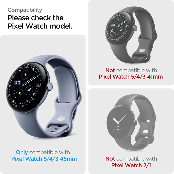 Spigen Elite Shield EZ Fit Google Pixel Watch 3 / 4 / 5 45mm Clear [2 PACK]