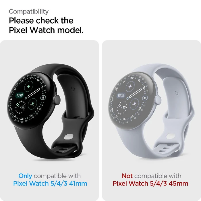 Spigen Elite Shield EZ Fit Google Pixel Watch 3 / 4 / 5 41mm Clear [2 PACK]