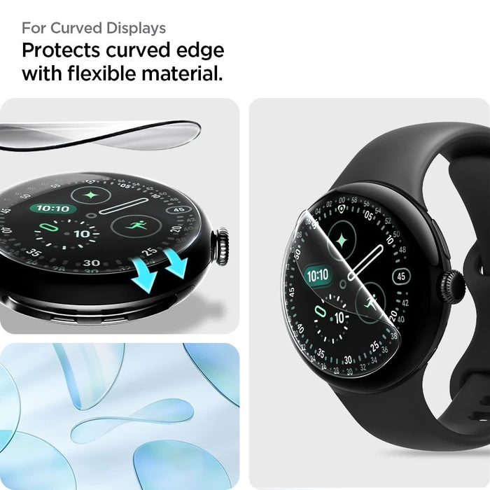 Spigen Elite Shield EZ Fit Google Pixel Watch 3 / 4 / 5 41mm Clear [2 PACK]