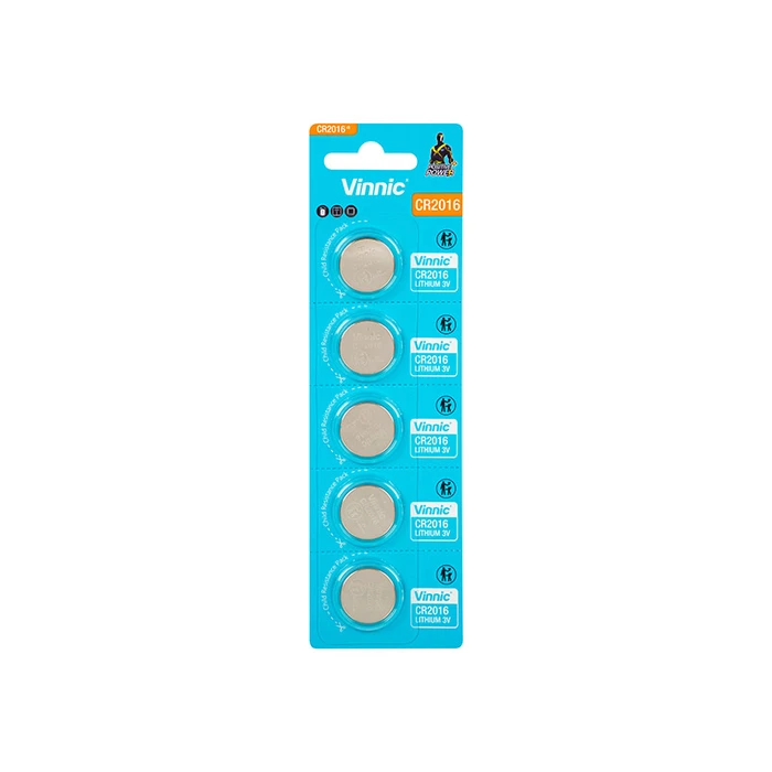 Vinnic CR2016 3V Lithium Coin Cell Batteries - 5 pcs