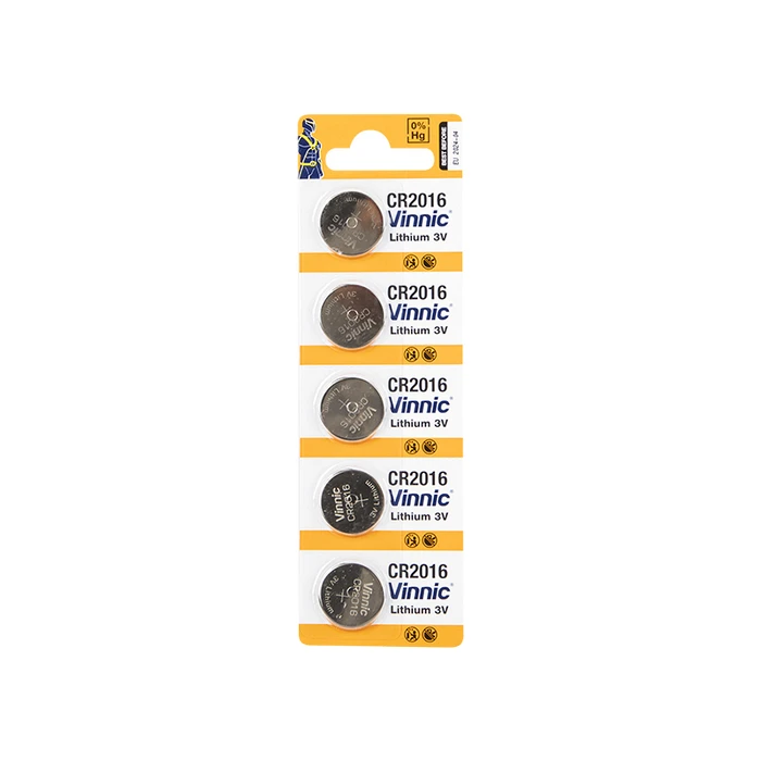 Vinnic CR2016 3V Lithium Coin Cell Batteries - 5 pcs