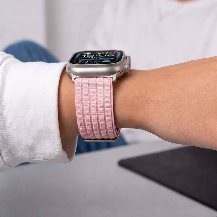 Tech-Protect Nylon Sport Apple Watch 8 / 9 / 10 / 11 / SE / Ultra 44 / 45 / 46 / 49mm Light Pink