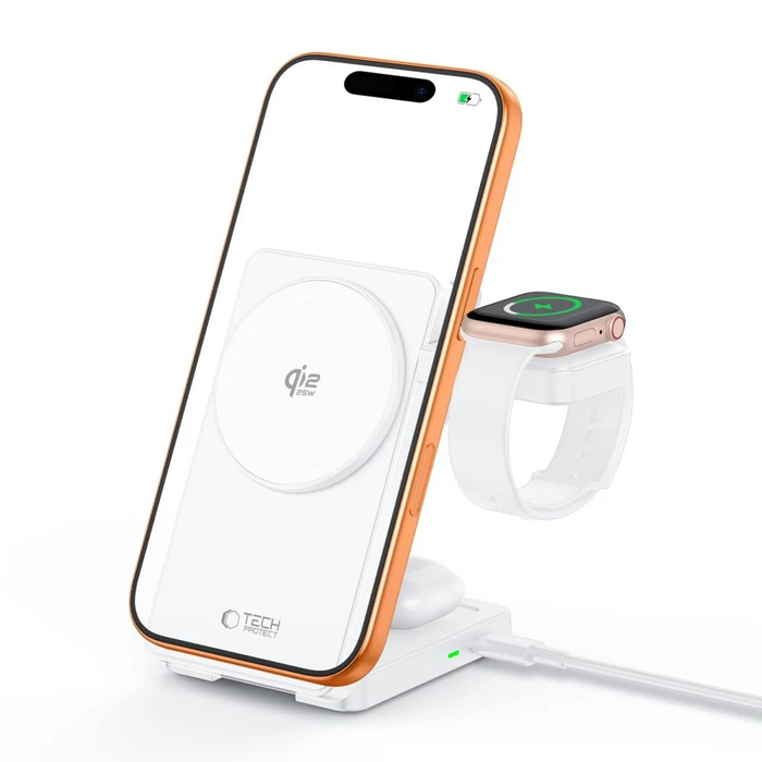 Tech-Protect A56 3in1 Magnetic MagSafe Wireless Charger 25W Qi2.2 White