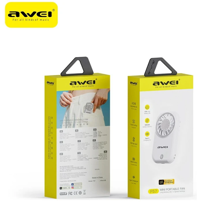 AWEI F57 white handheld fan