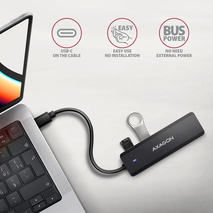 USB Hub Axagon Hue-C1c, 4-Port Usb 5gbps 19cm Usb-C 