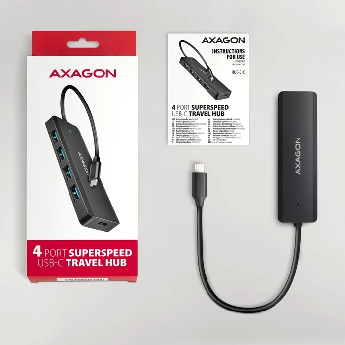USB Hub Axagon Hue-C1c, 4-Port Usb 5gbps 19cm Usb-C 